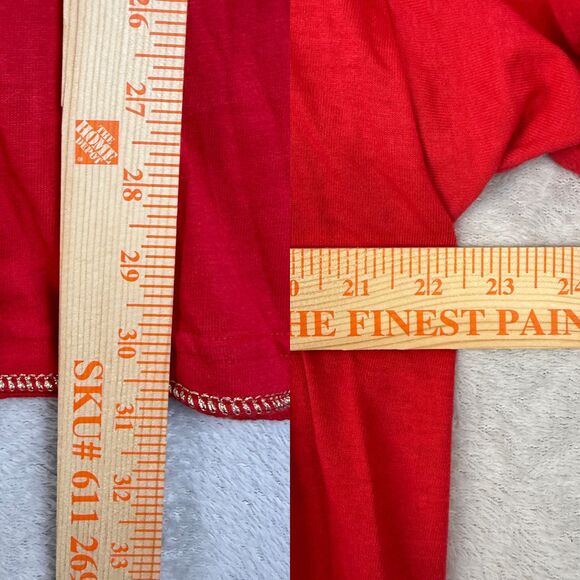 Vtg Puffy Paint Christmas Tree Shirt O/S L? 3D Bow Bead Sequin Funky Artsy 80s - Picture 14 of 14